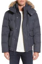 Men's Marc New York Down Herringbone Jacket With Genuine Coyote Fur Trim, Size - Grey