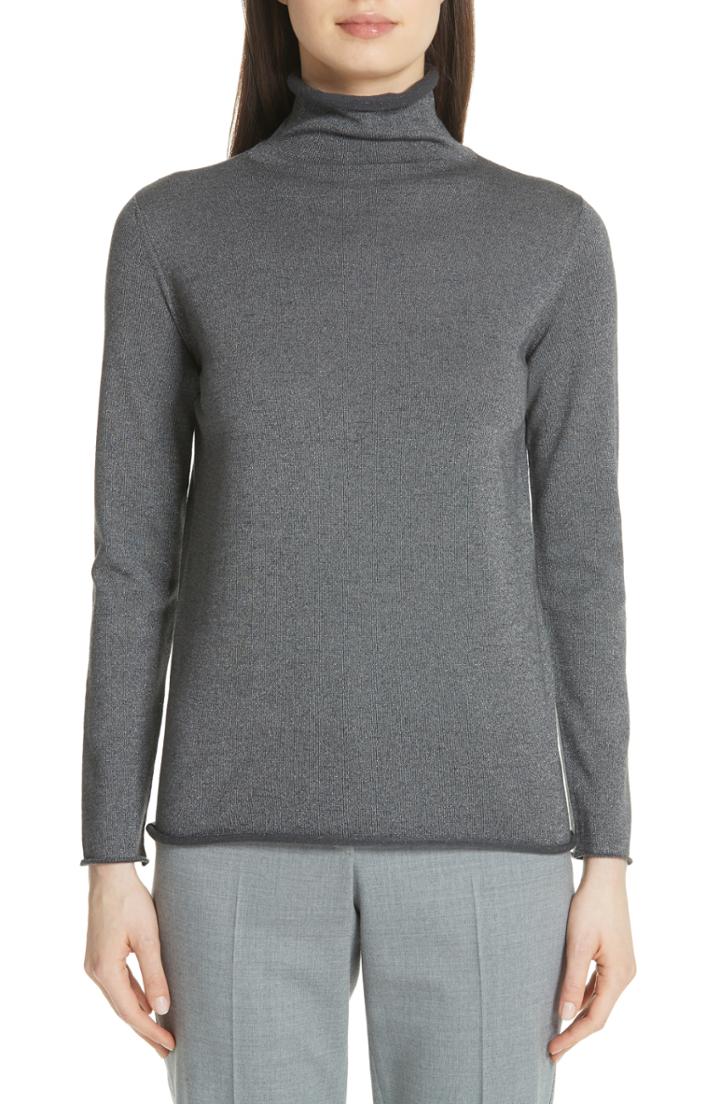 Women's Fabiana Filippi Metallic Turtleneck Sweater Us / 42 It - Grey