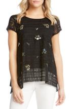 Women's Karen Kane Embroidered Lace Blouse - Black
