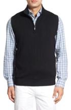 Men's Bobby Jones Quarter Zip Wool Sweater Vest, Size - Black