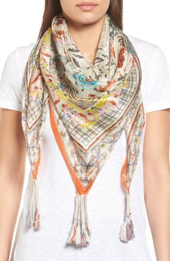 Women's Johnny Was Tribute Silk Square Scarf, Size - Ivory