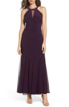 Women's Morgan & Co. Mesh Insert Halter Neck Mermaid Dress /6 - Purple