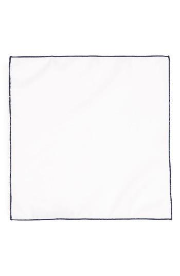Men's Topman Bordered Pocket Square, Size - White