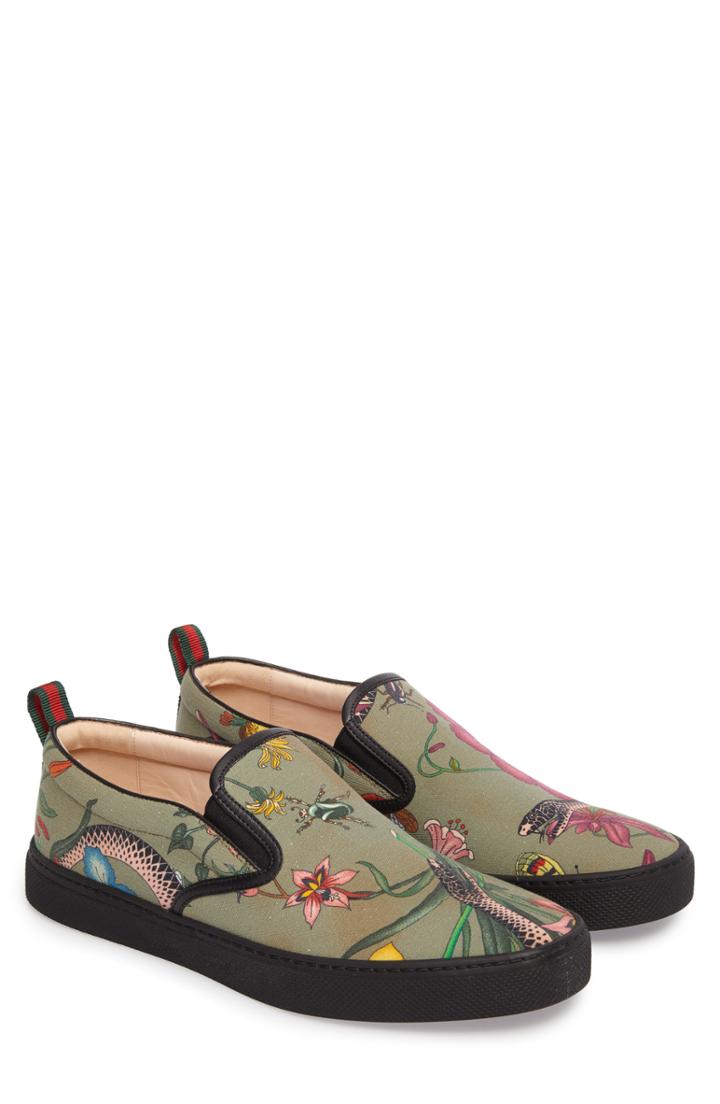 Men's Gucci Flora Snake Slip-on Sneaker Us / 7uk - Green