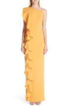 Women's Rachel Gilbert Farrah Side Ruffle Gown - Yellow