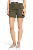 Petite Women's Nydj 'avery' Colored Denim Roll Cuff Shorts - Green