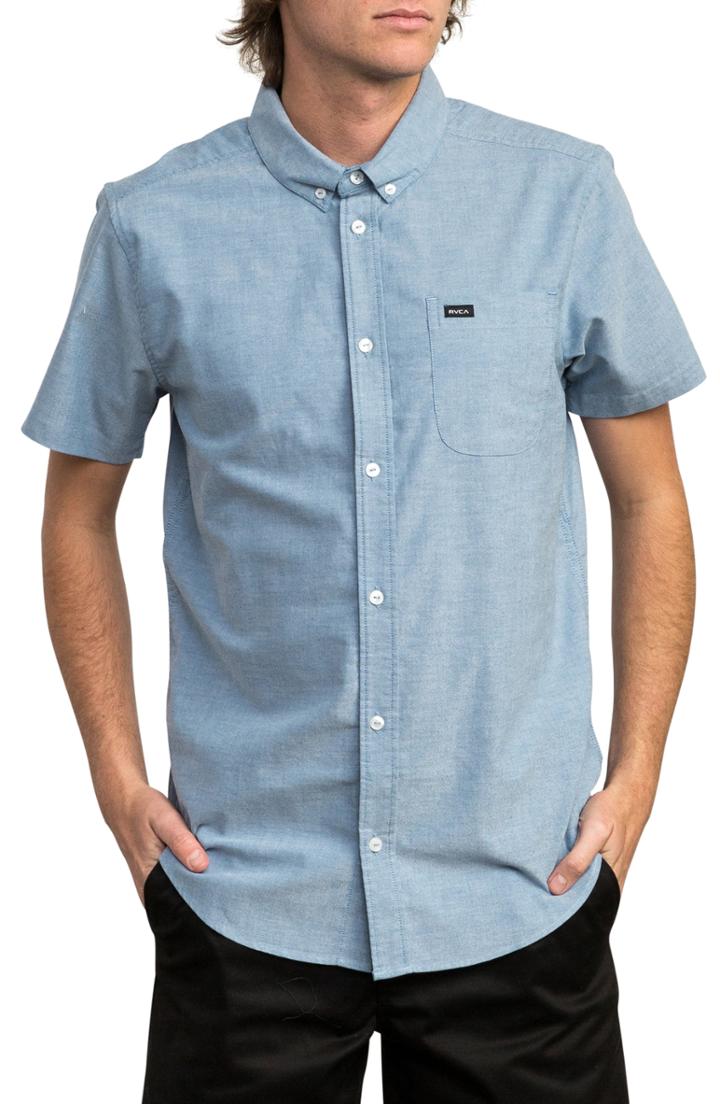 Men's Rvca That'll Do Stretch Shirt, Size - Blue