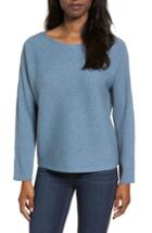 Petite Women's Eileen Fisher Boxy Ribbed Wool Sweater, Size P - Blue