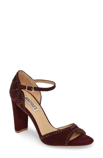 Women's Badgley Mischka Kelly Ii Embellished D'orsay Sandal .5 M - Burgundy