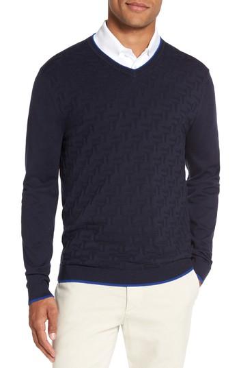 Men's Ted Baker London Armstro Tipped Golf Tee Sweater (3xl) - Blue