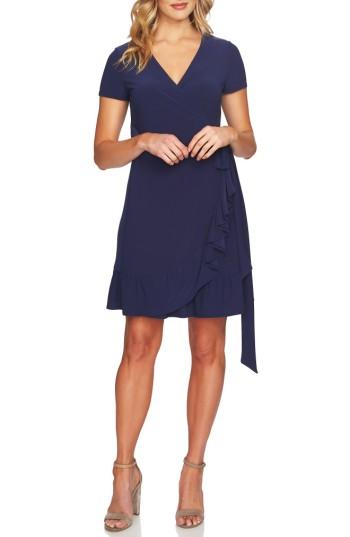 Women's Cece Belted Ruffle Wrap Dress - Blue