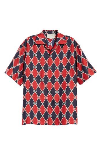 Men's Gucci Rope Logo Silk Camp Shirt