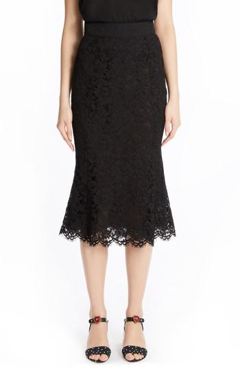 Women's Dolce & Gabbana Fluted Hem Lace Skirt Us / 38 It - Black