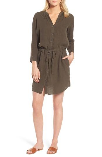 Women's Velvet By Graham & Spencer Linen Drawstring Shirtdress - Green