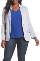 Petite Women's Gibson Notch Collar Cotton Blend Blazer P - Grey