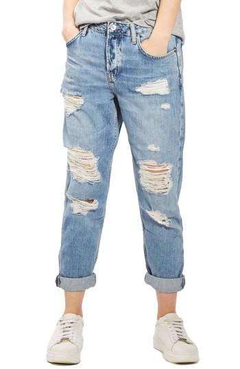 Women's Topshop Hayden Super Ripped Boyfriend Jeans X 30 - Blue