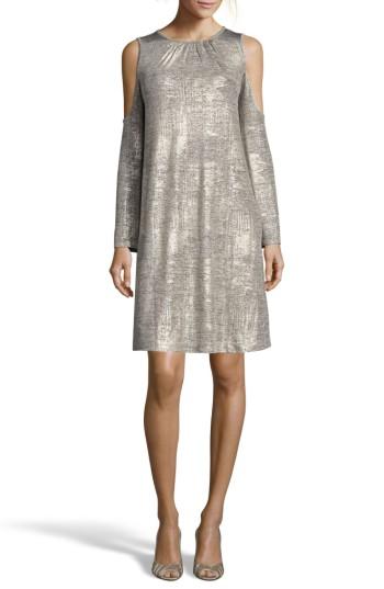 Women's Eci Foil Cold Shoulder Shift Dress - Metallic