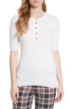 Women's Tory Burch Ribbed Cotton & Cashmere Henley - White