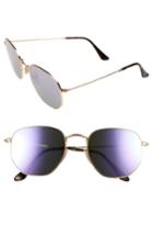 Women's Ray-ban 54mm Hexagonal Flat Lens Sunglasses - Gold/ Purple