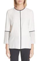 Women's Lafayette 148 New York Nemy Matte Silk Blouse, Size - White