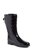 Women's Hunter Refined High Gloss Quilted Short Waterproof Rain Boot M - Black