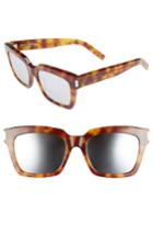 Women's Saint Laurent 'bold' 54mm Sunglasses - Olive Havana/ Silver