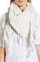 Women's Eileen Fisher Stripe Organic Cotton Scarf, Size - White