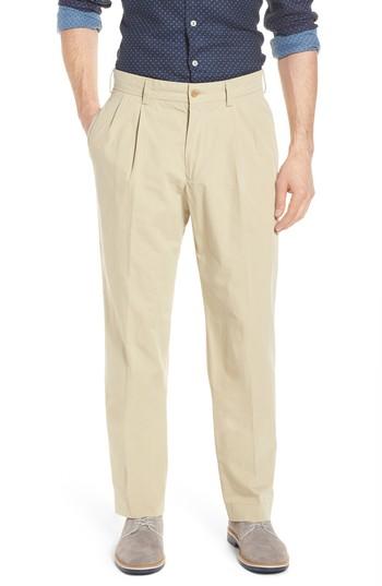 Men's Bills Khakis M2 Classic Fit Pleated Tropical Cotton Poplin Pants X 32 - Beige