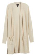 Women's Halogen Rib Knit Wool & Cashmere Cardigan - Beige