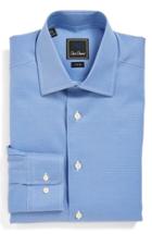 Men's David Donahue Trim Fit Texture Dress Shirt 32/33 - Blue
