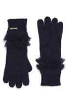 Women's Michael Michael Kors Fringe Ribbed Gloves, Size - Blue