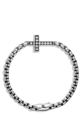 Men's David Yurman Pave Diamond Cross Station Bracelet