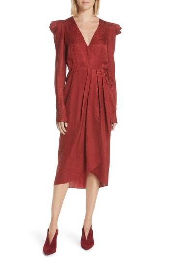 Women's A.l.c. Carolina Puff Shoulder Silk Jacquard Dress - Red