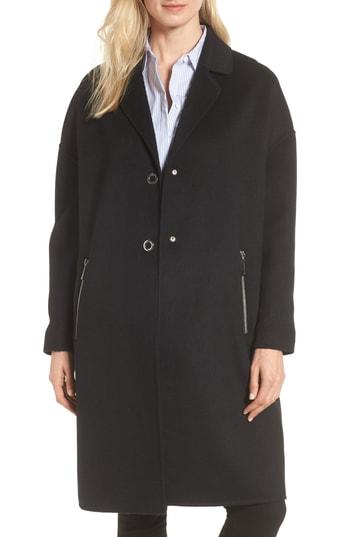 Women's Michael Michael Kors Drop Shoulder Double Face Wool Blend Coat - Black