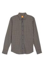 Men's Boss Orange Trim Fit Plaid Shirt - Blue