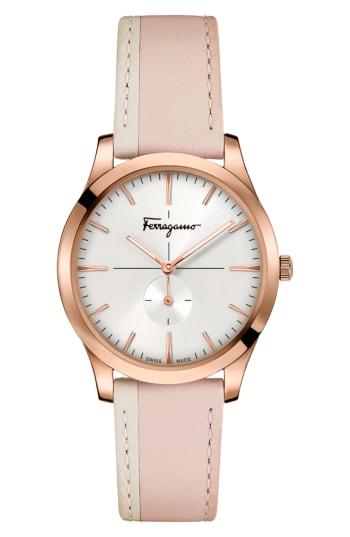 Women's Salvatore Ferragamo Slim Formal Leather Strap Watch, 40mm
