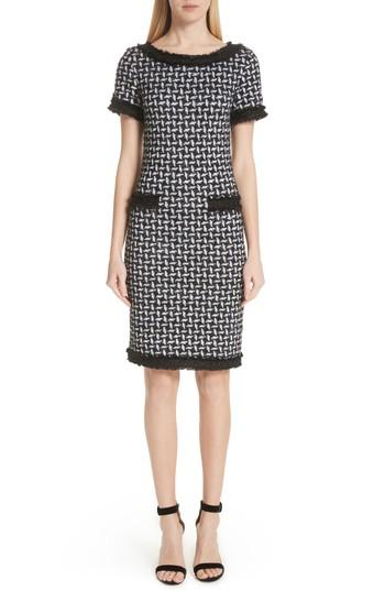 Women's St. John Collection Contrast Trim Metallic Knit Dress - Black
