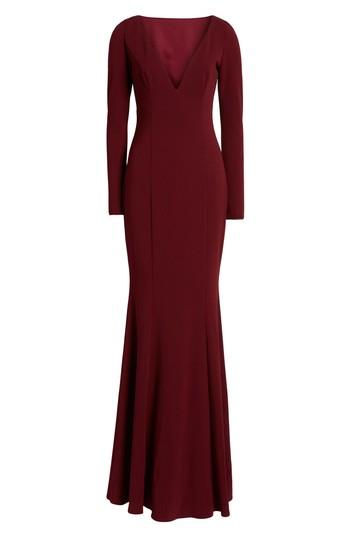 Women's Katie May Back Cutout Trumpet Gown - Burgundy