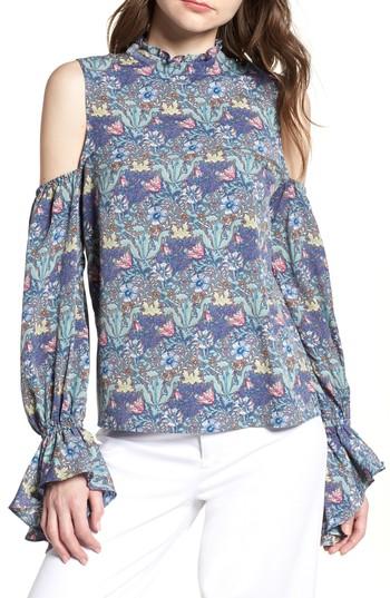 Women's Bishop + Young Floral Cold Shoulder Top - Blue