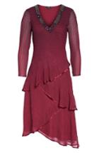 Women's Komarov Tiered Ombre Charmeuse & Chiffon Dress - Red