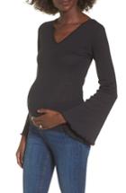 Women's Topshop Lettuce Edge Maternity Top Us (fits Like 6-8) - Black