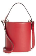 Topshop Cherry True Faux Leather Bucket Bag - Red