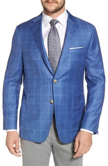 Men's Hickey Freeman Global Guardian Classic Fit Windowpane Wool Sport Coat R - Blue