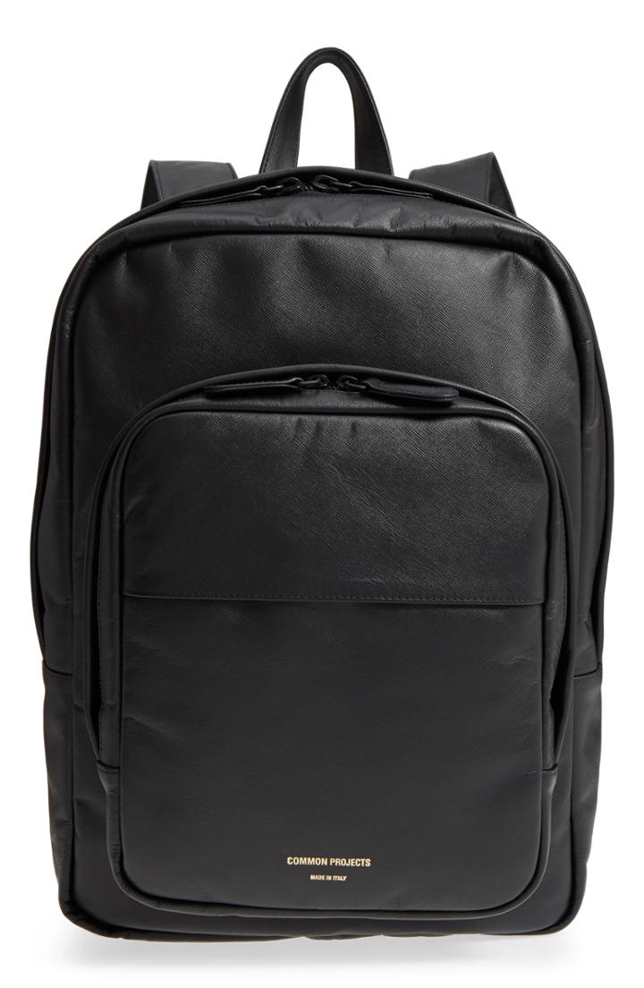 Men's Common Projects Saffiano Leather Backpack - Black