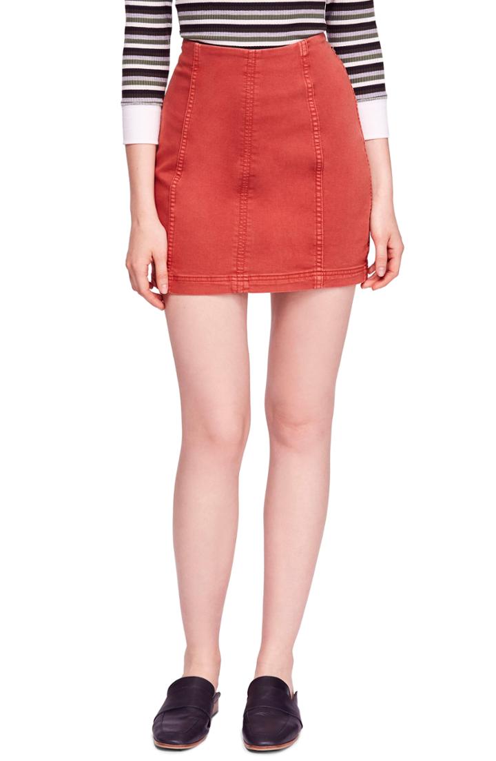 Women's We The Free By Free People Modern Denim Skirt - Orange