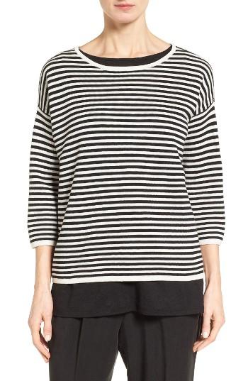 Women's Eileen Fisher Stripe Silk Blend Sweater