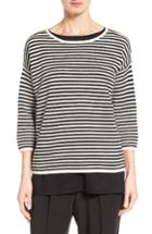 Women's Eileen Fisher Stripe Silk Blend Sweater