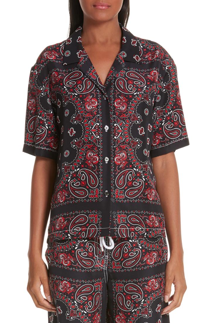 Women's Alexander Wang Bandana Print Silk Shirt - Black