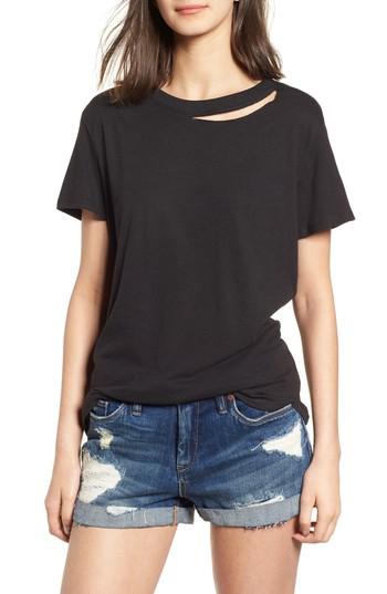 Women's Sub Urban Riot Poppy Cutout Neck Tee - Black