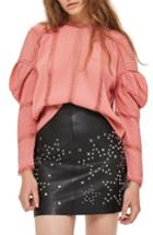 Women's Topshop Statement Sleeve Pintuck Blouse Us (fits Like 0) - Pink